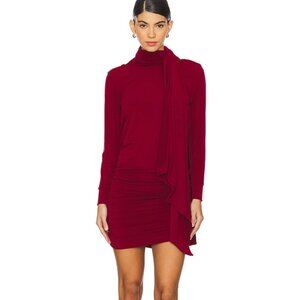 NEW Leslie Amon Gstaad Mini Dress in Burgundy Red Long Sleeve Winter Large